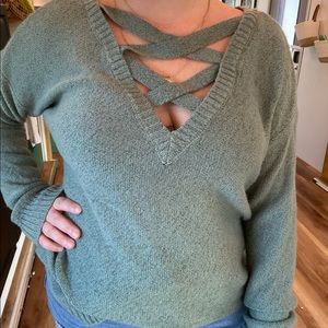 Oversized cross neck sweater